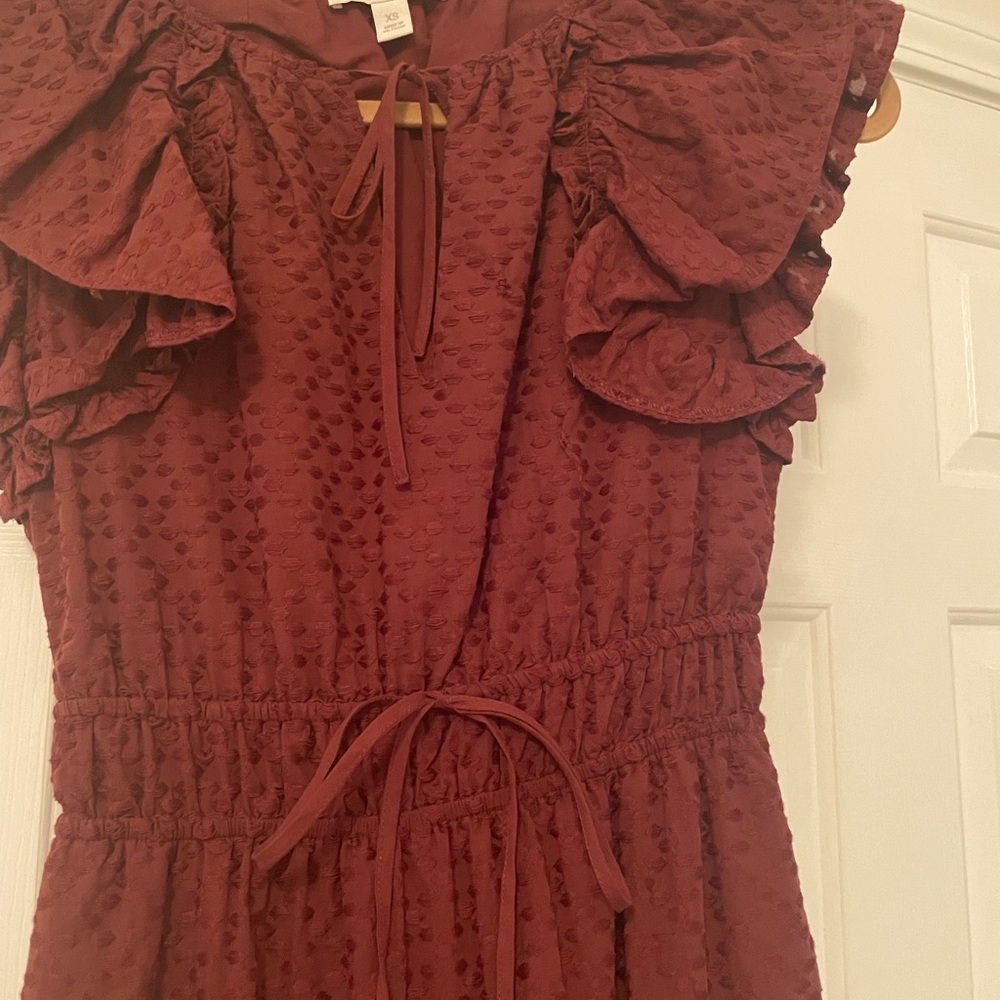 Elegant Burgundy Ruffle Dress